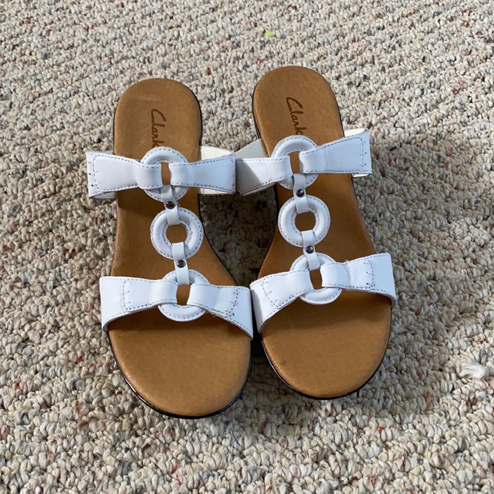 Clarks White Sandals